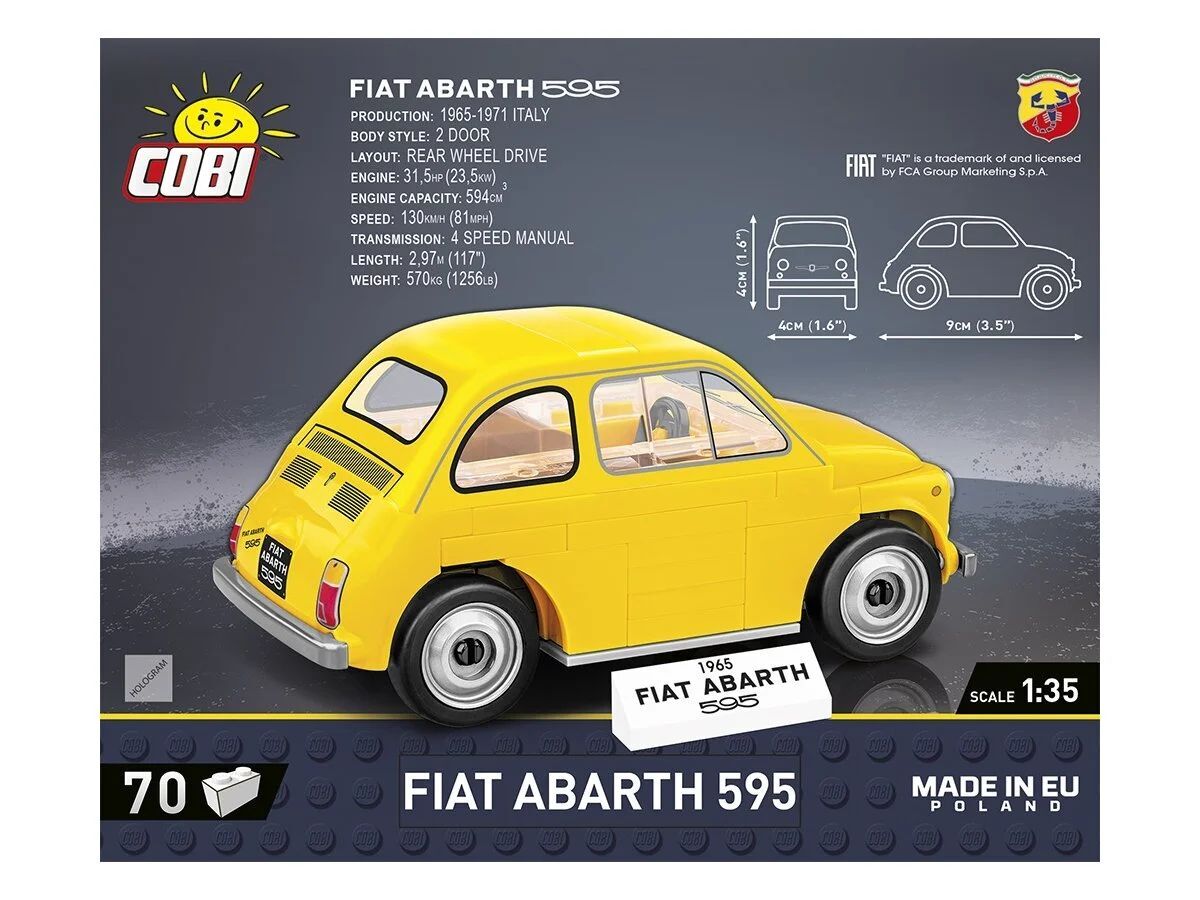 Конструктор пластиковый Cobi Fiat Abarth 595 - Фиат 595- 70эл. - Коби 24514