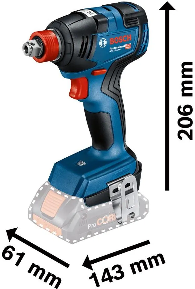 Аккумуляторный ударный гайковерт Bosch GDX 18V-200 Professional 06019J2205