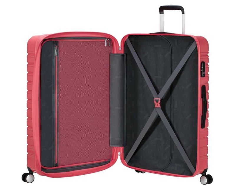 American Tourister Flashline Pop вращающийся чемодан L, расширяемый, 78 см, 100/109 л, розовый (коралловый)