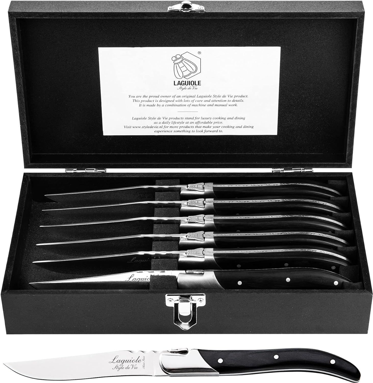 Ножи для стейка Laguiole Luxury Line Ebony Wood 6 шт.