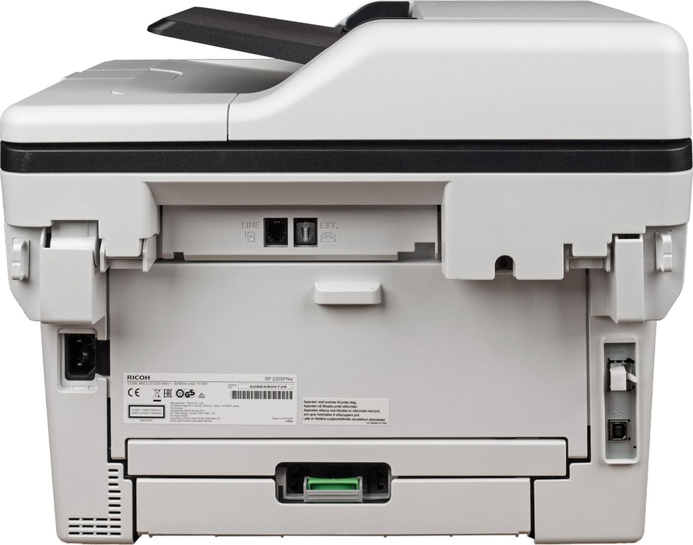 МФУ лазерное Ricoh SP 230SFNw, ч/б, A4, белый/черный