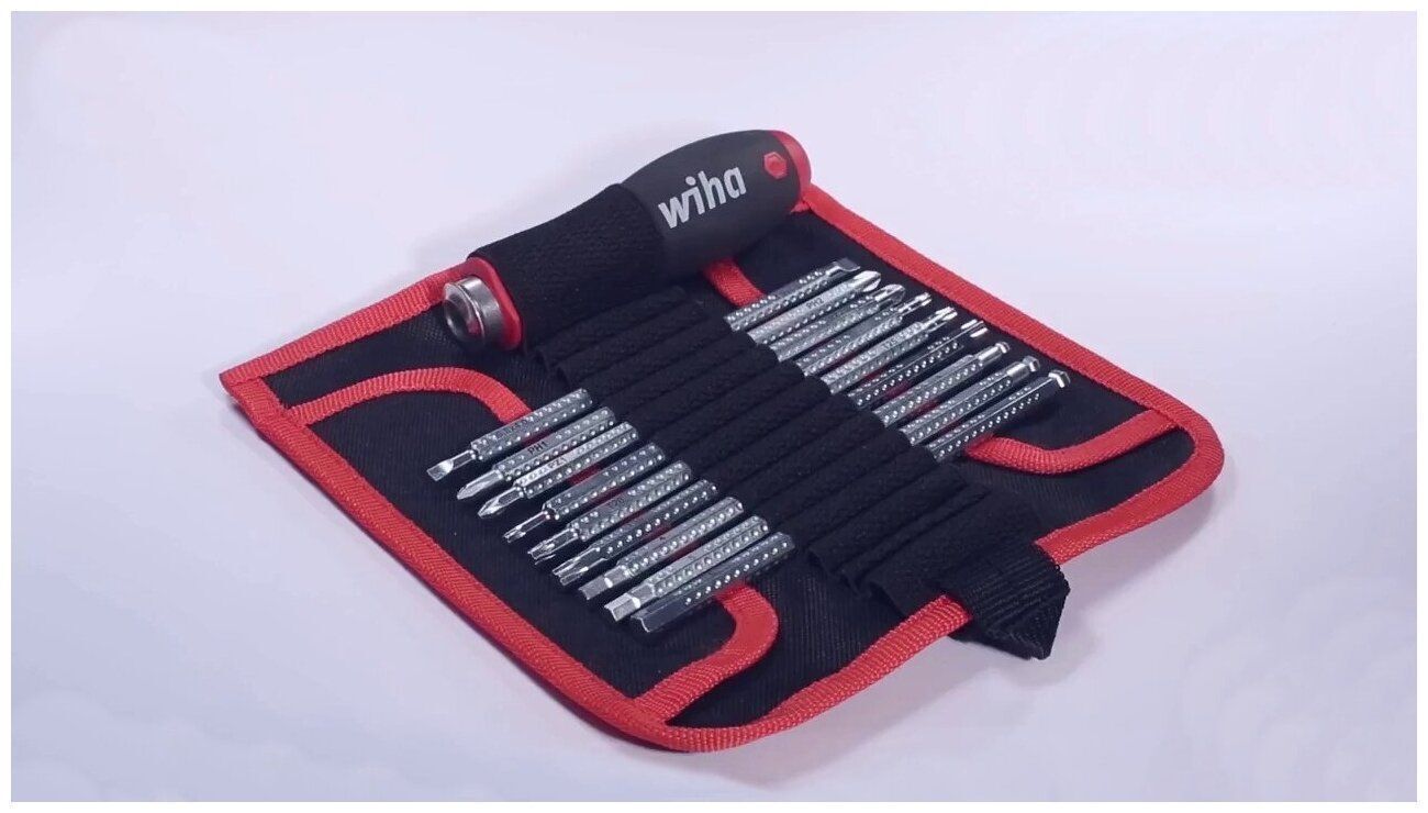 Отвёртка со сменными битами Wiha 03591, 11 предм., черный/красный
