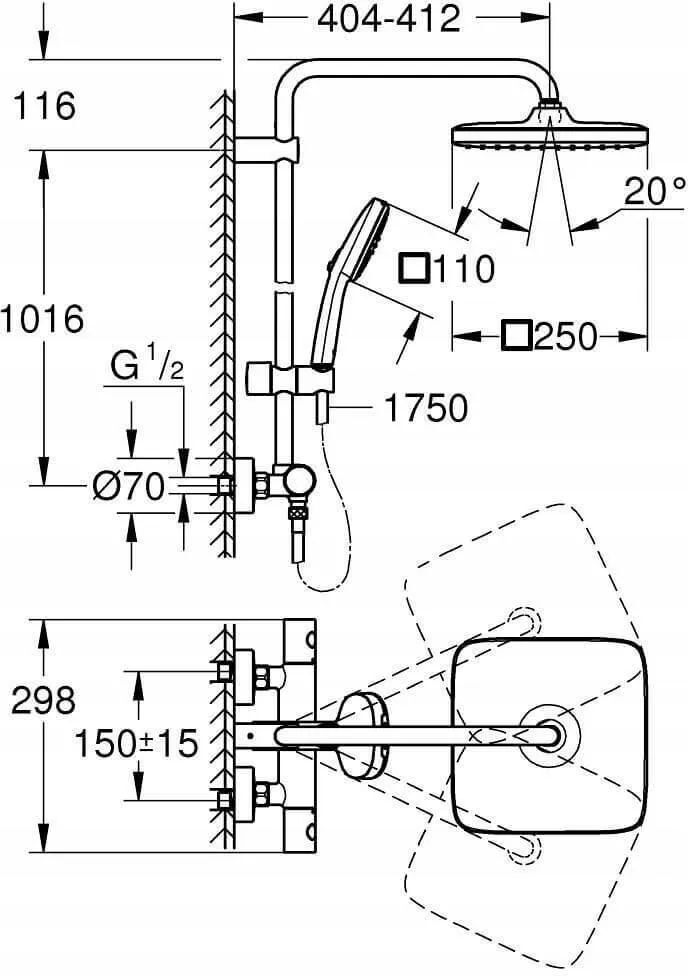 Душевой гарнитур Grohe Tempesta System 250 Cube 26689001