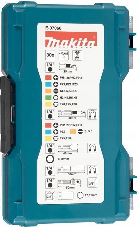 Набор бит и ударных головок Makita, 30 шт, E-07060