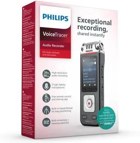 Диктофон PHILIPS DVT6115, чёрно-серебристый