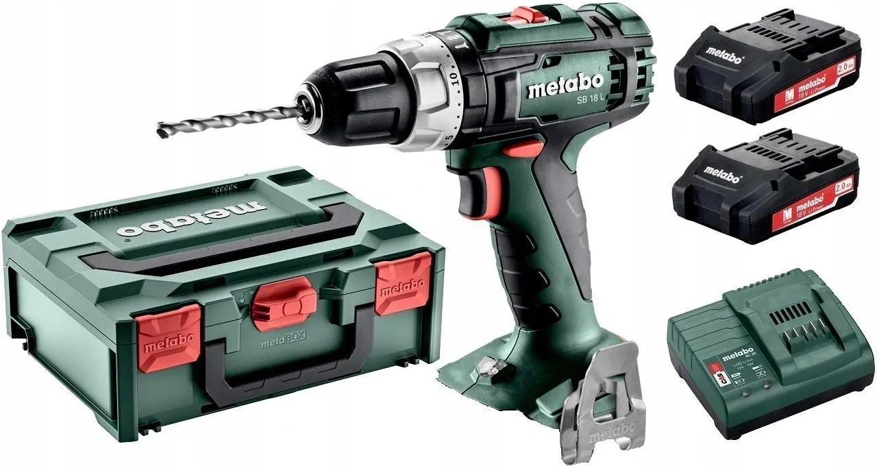 Дрель-шуруповёрт аккумуляторная Metabo SB 18 L 602317500 в кейсе с 2 аккумуляторами 18 V/2.0 Ah и ЗУ