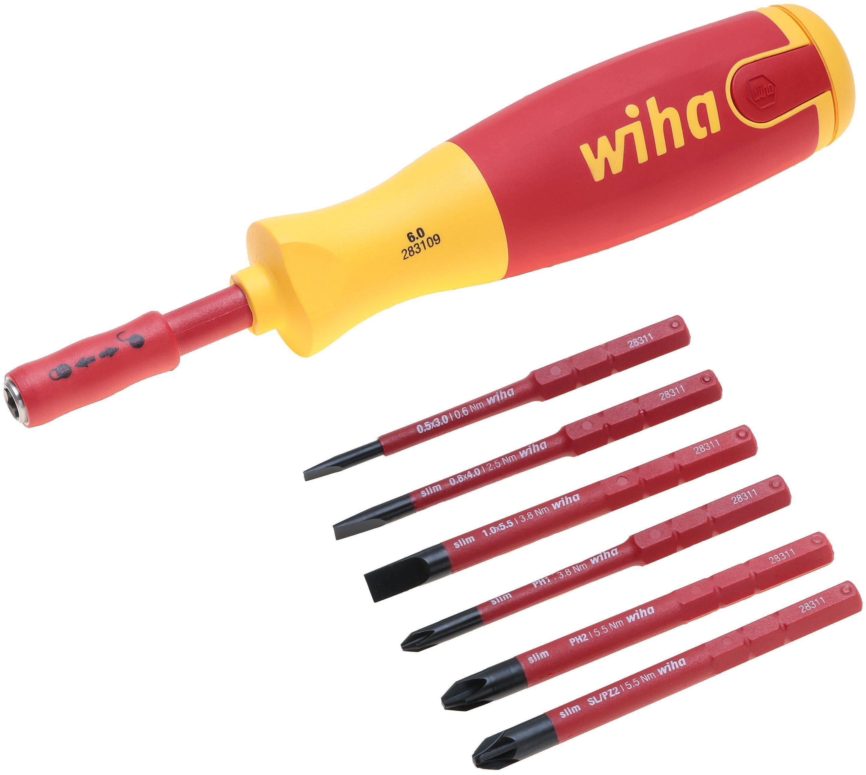 Отвертка диэлектрическая с набором бит LiftUP Electric 6шт Wiha 2831 38611