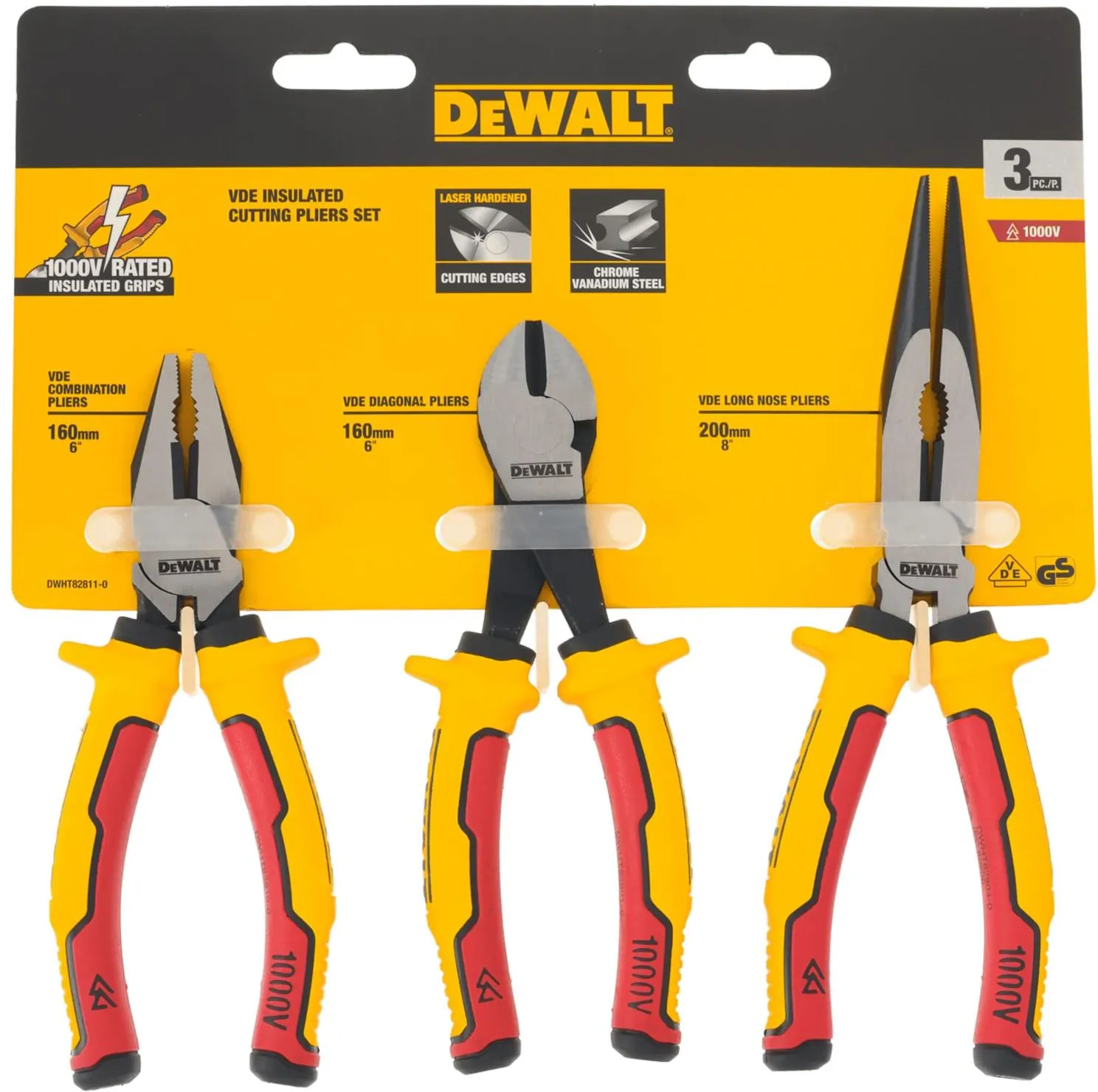 Набор диэлектрических губцевых инструментов VDE (3 шт.) DeWalt DWHT82811