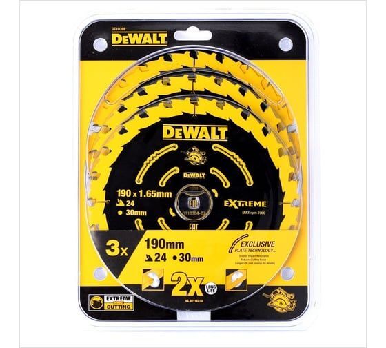 Набор пилных дисков Dewalt DT10399-QZ, 190х30см, 24 (3шт)