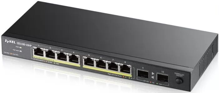 Коммутатор ZyXEL GS1100-10HP-EU0102F /PoE 130Вт./Неуправляемый Layer 2