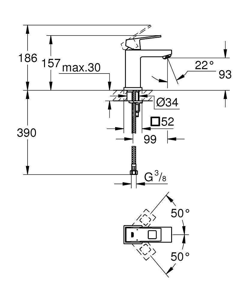 Смеситель для раковины (умывальника) Grohe Eurocube 2313200E хром