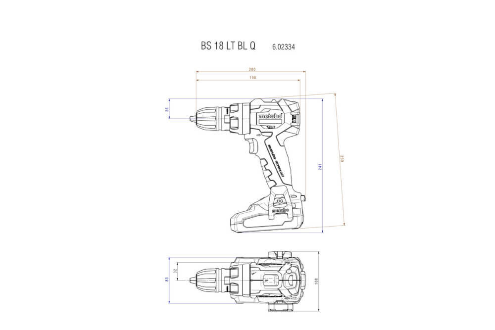 Дрель-шуруповёрт аккумуляторная Metabo BS 18 LT BL Q 602334800 в кейсе metaBOX с 2 аккумуляторами LiHD 18 V/4.0 Ah