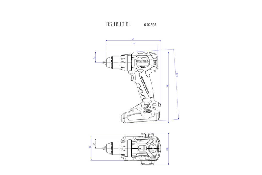 Дрель-шуруповёрт аккумуляторная Metabo BS 18 LT BL 602325800 в кейсе metaBOX с 2 аккумуляторами 18 V/4.0 Ah и ЗУ