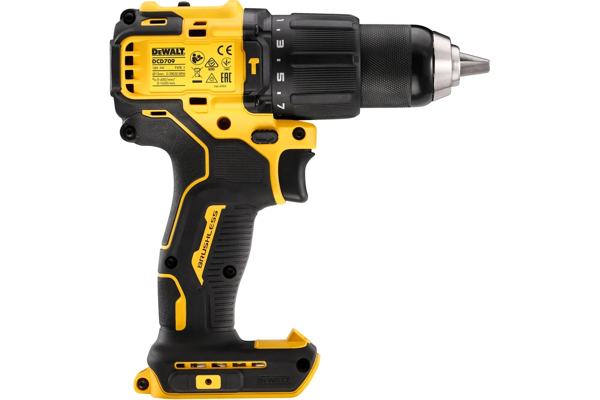 Аккумуляторная ударная дрель-шуруповерт DeWalt DCD709S2T, с 2 АКБ, ЗУ и кейсом TSTAK