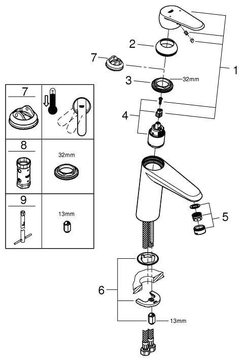Смеситель для раковины (умывальника) Grohe Eurodisc Cosmopolitan 23449002