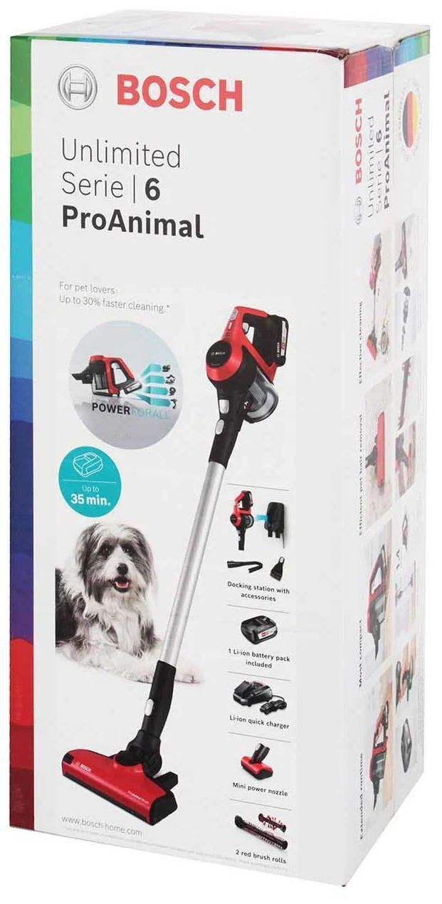Пылесос Bosch BCS61PET ProAnimal, красный