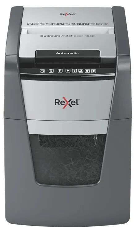 Шредер Rexel Optimum AutoFeed 100X с автоподачей (секр.P-4)/фрагменты/100лист./34лтр./скрепки