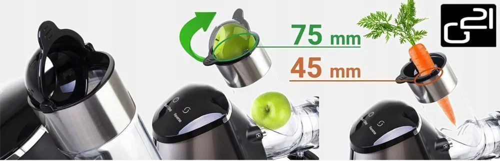 Соковыжималка шнековая G21 Gracioso Silver, черный, серебристый
