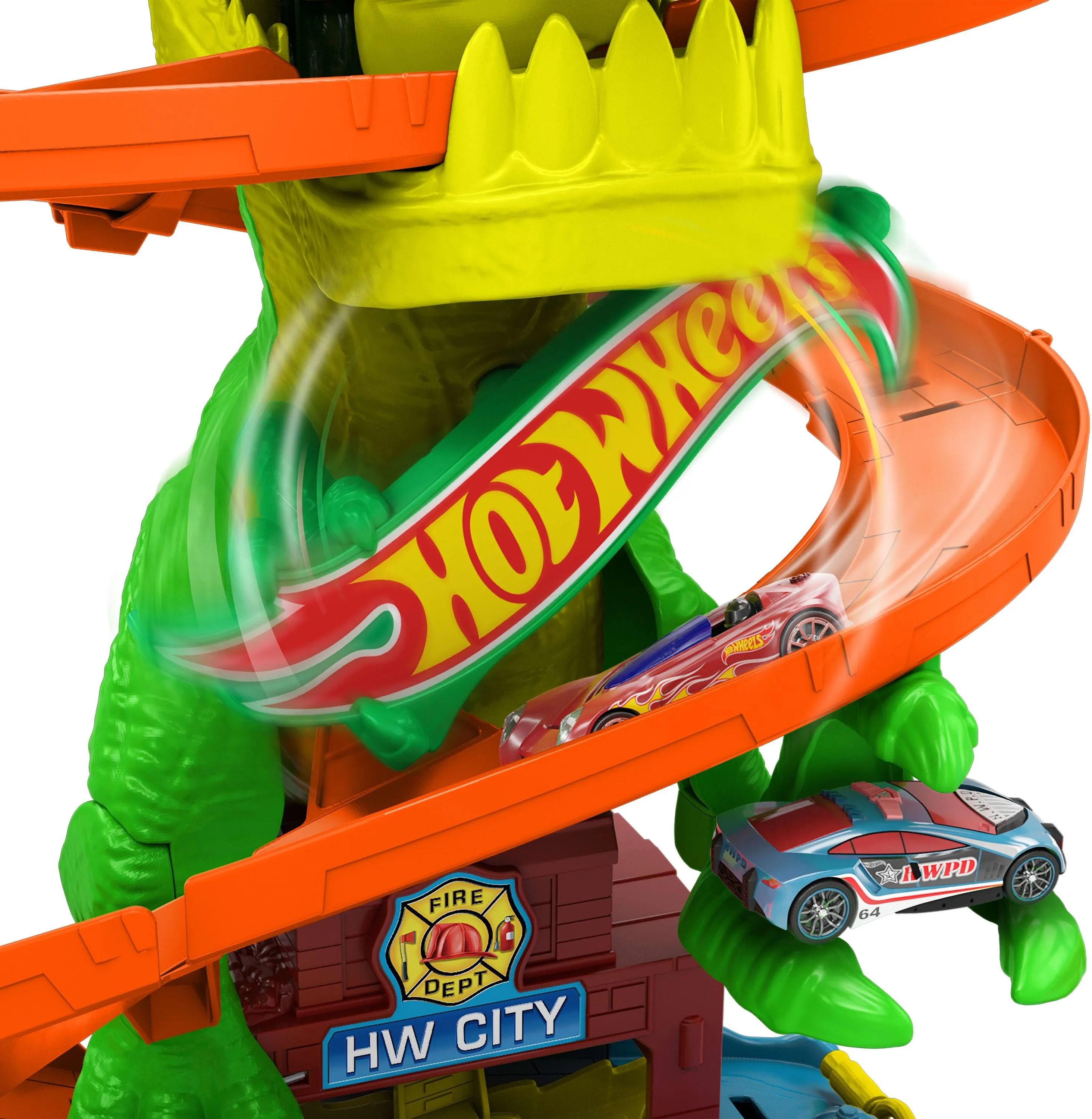 Игрушечный трек Hot Wheels Twisted Track T-rex JBM73