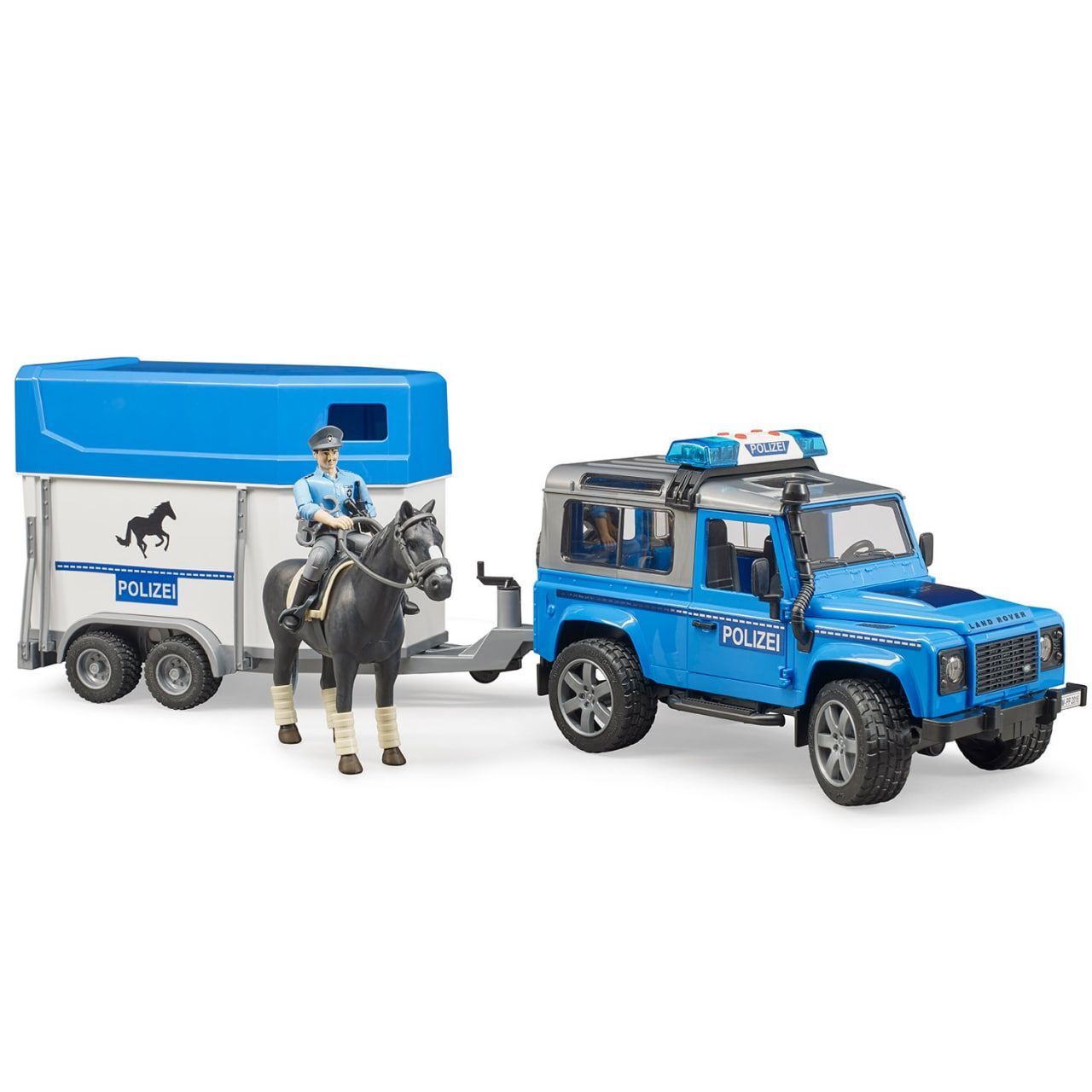 Bruder 02588 Land Rover Defender полицейская машина с прицепом и фигурками