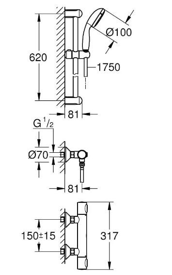 Смеситель для душа с термостатом Grohe Precision 34841000