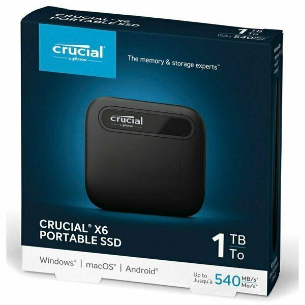 Внешний SSD-накопитель 1Tb Crucial X6 CT1000X6SSD9 (SSD) USB 3.2 Type C черный
