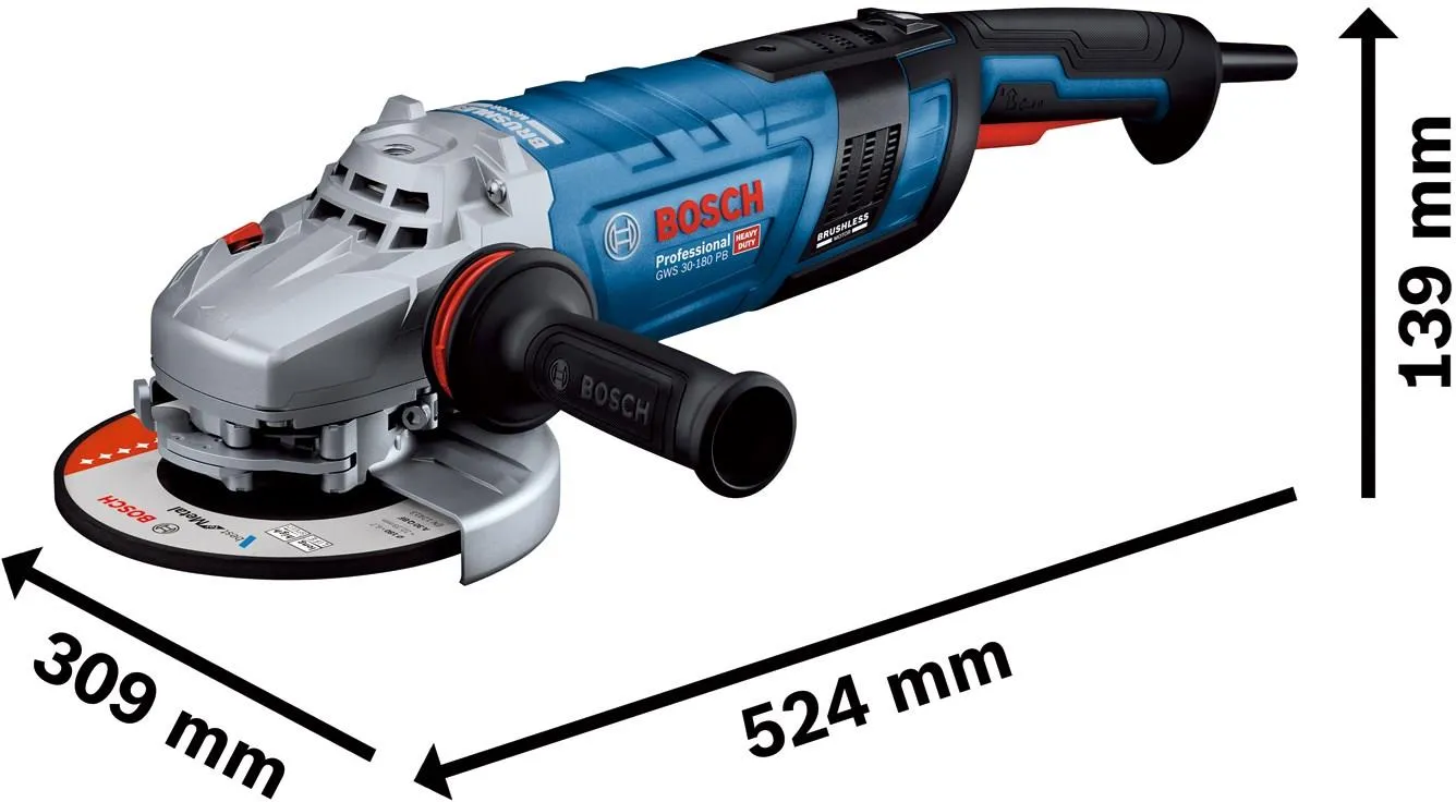 Угловая шлифовальная машина сетевая Bosch GWS 30-180 PB Professional 06018G0100
