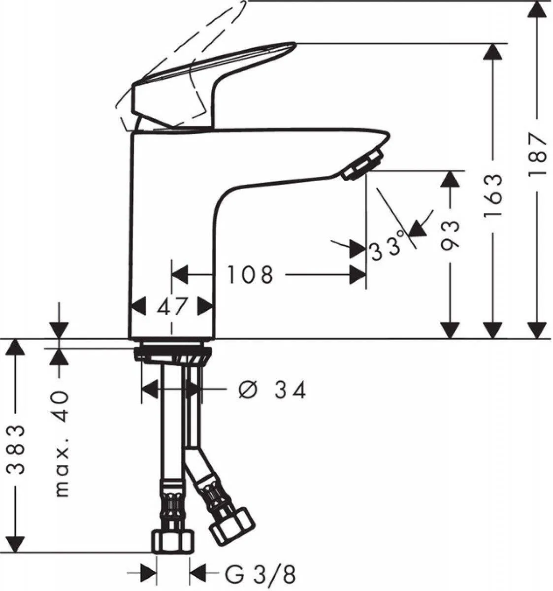 Смеситель для раковины Hansgrohe Logis 100, хром 71101000