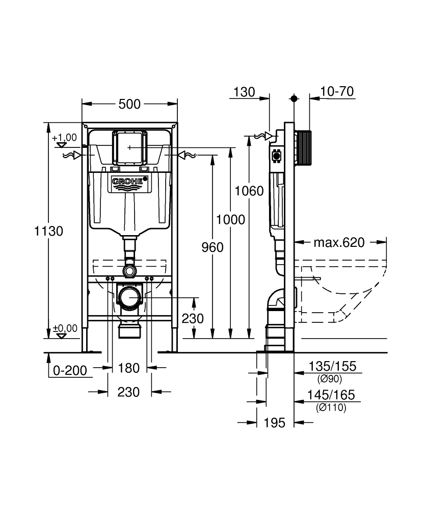 Рамная инсталляция Grohe Rapid SL 38897000