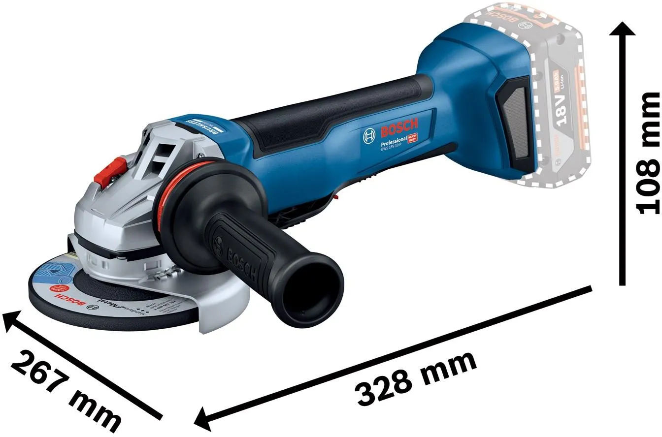 Аккумуляторная угловая шлифовальная машина Bosch GWS 18V-10 P Professional 06019J4100