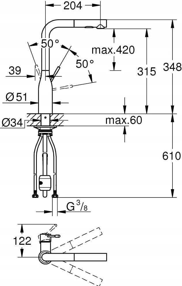 Смеситель для кухни Grohe Essence New Single Hole 30270Al0 графит