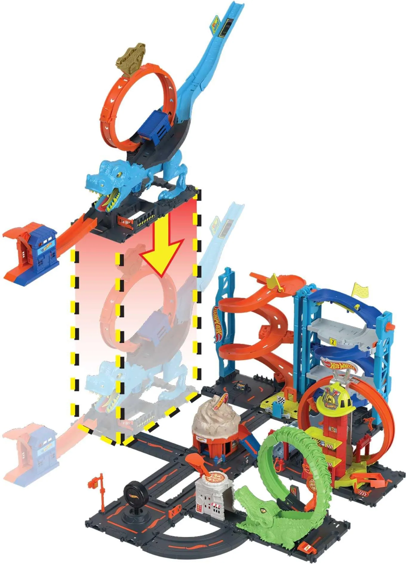 Набор игровой Hot Wheels City T-rex Loop HKX42