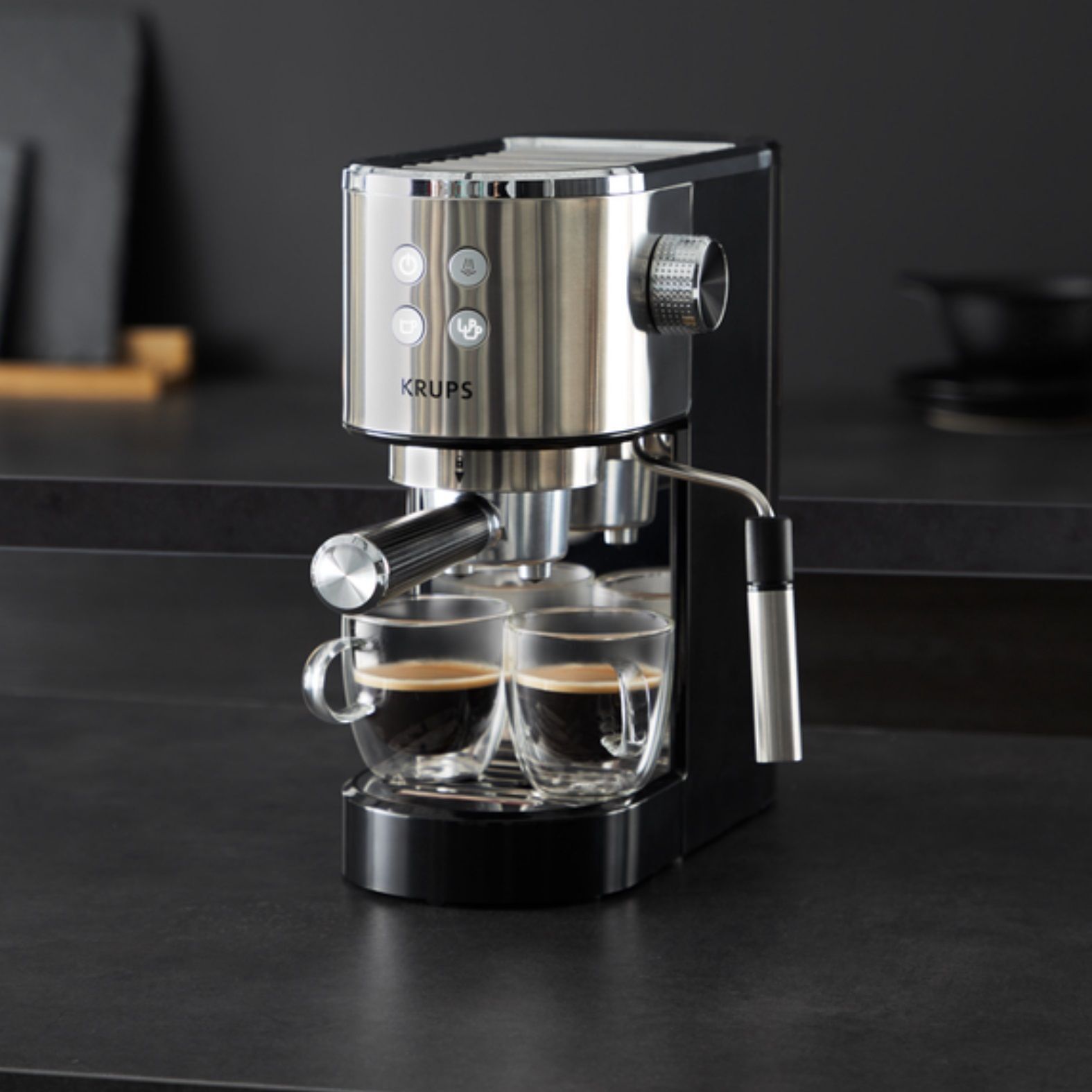 Кофеварка рожковая Krups Virtuoso XP442C11, черный/нержавеющая сталь