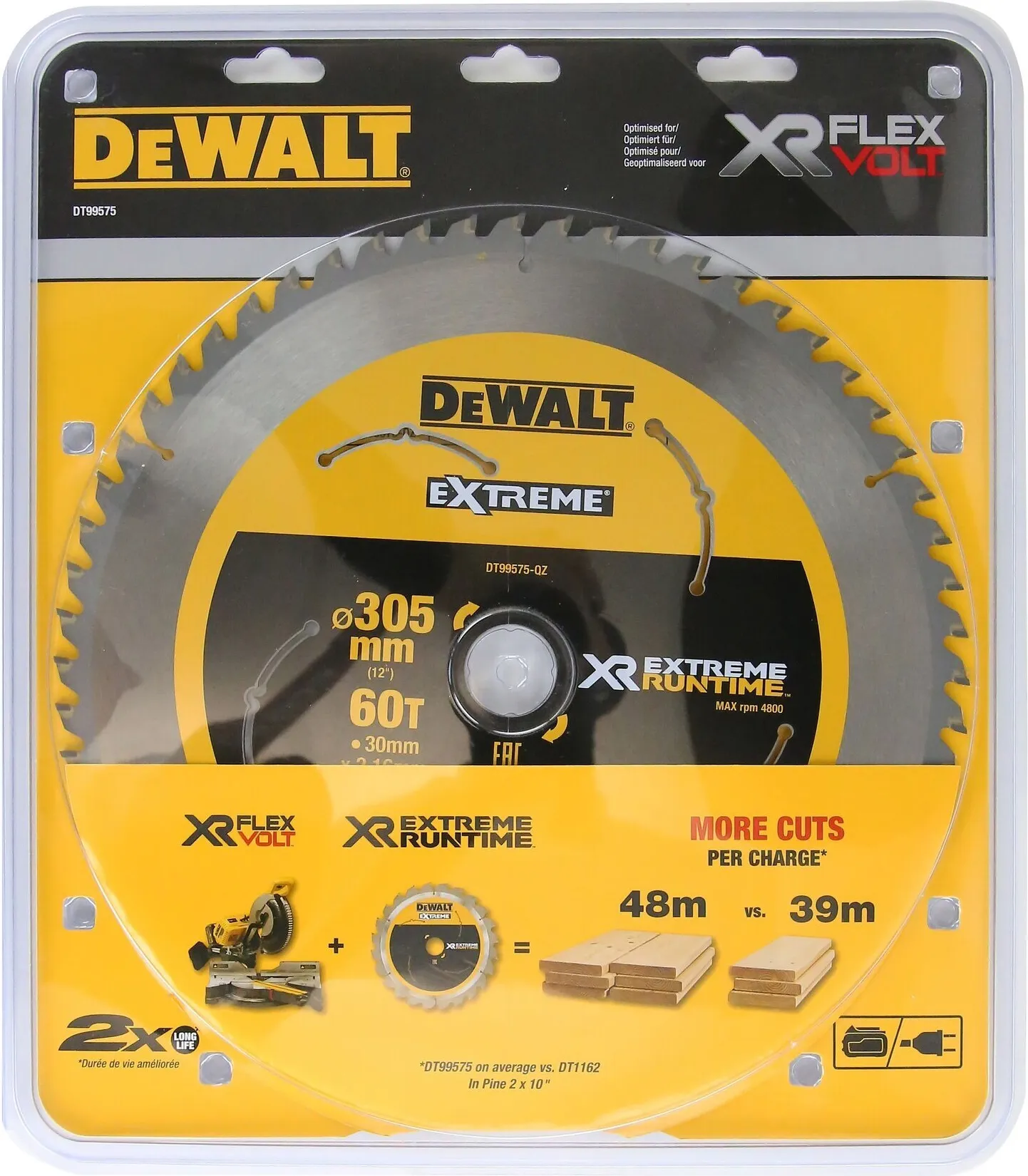 Пильный диск XR FlexVolt DeWalt DT99575, 305x30 мм, 60 зубьев