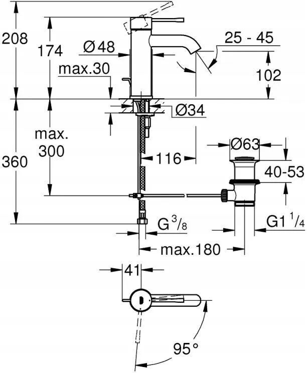 Смеситель для умывальника однорычажный Grohe Essence 23591001