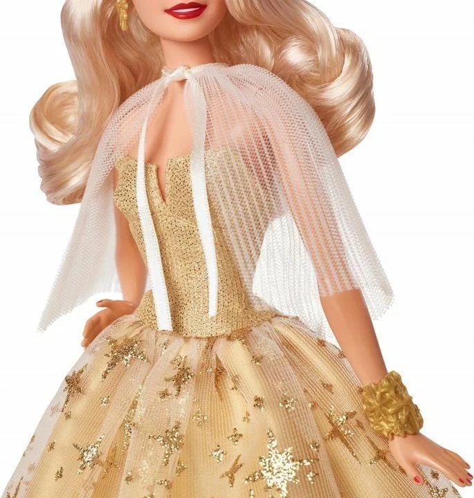 Кукла Barbie Mattel Signature - Фирменная рождественская кукла Барби 2023 блондинка в золотом платье HJX08
