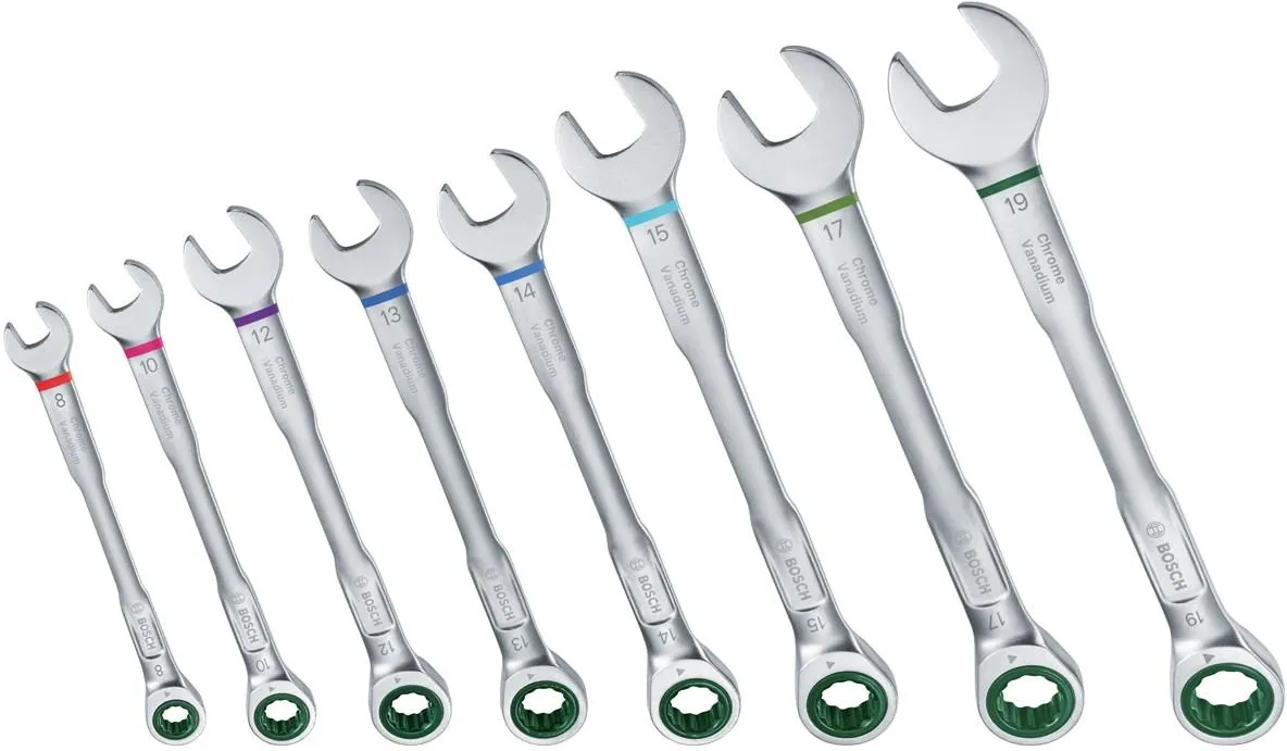 Набор комбинированных трещоточных ключей Bosch, 8 предметов 1600A027PS