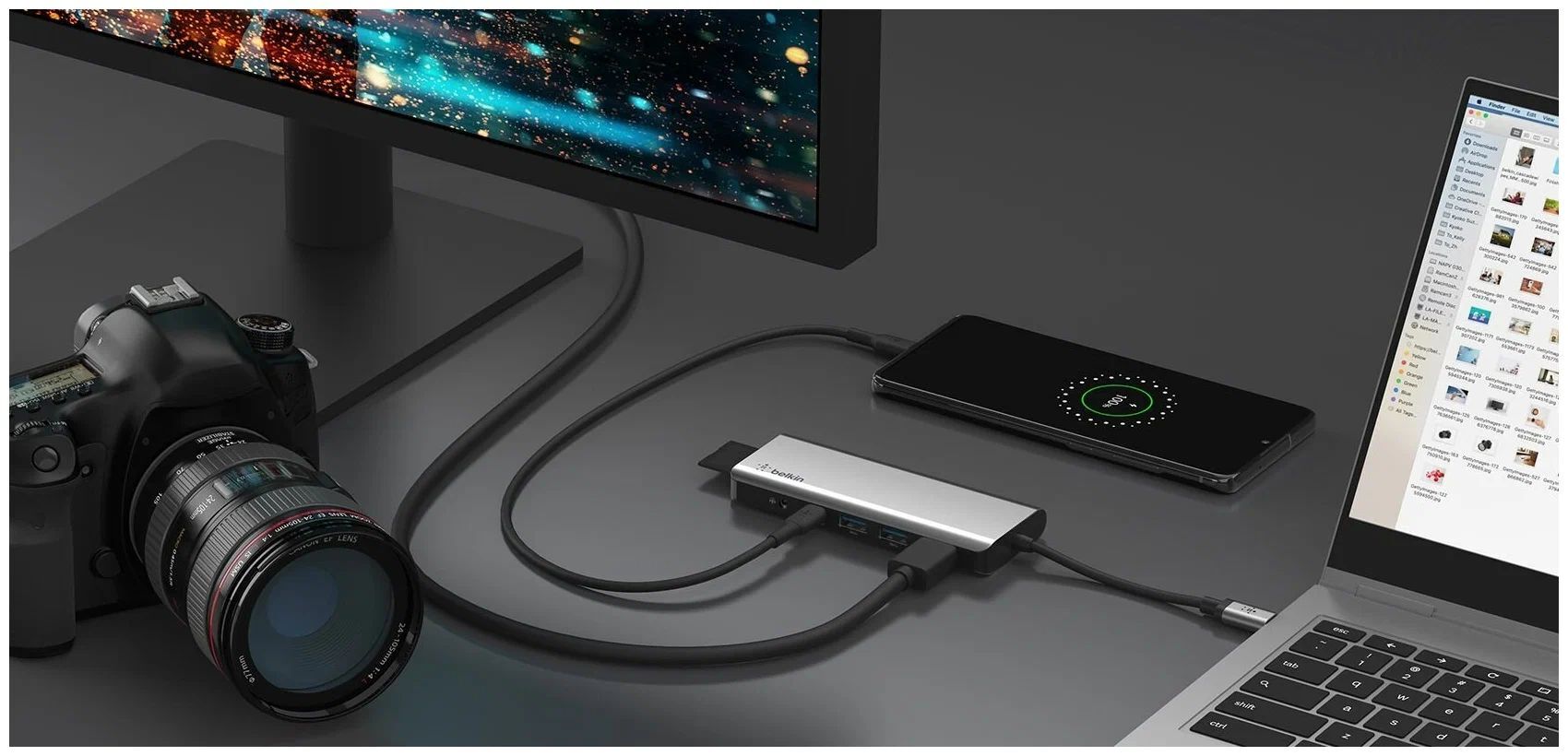 USB-разветвитель Belkin 7-in-1 USB-C Hub серый (INC009btSGY)