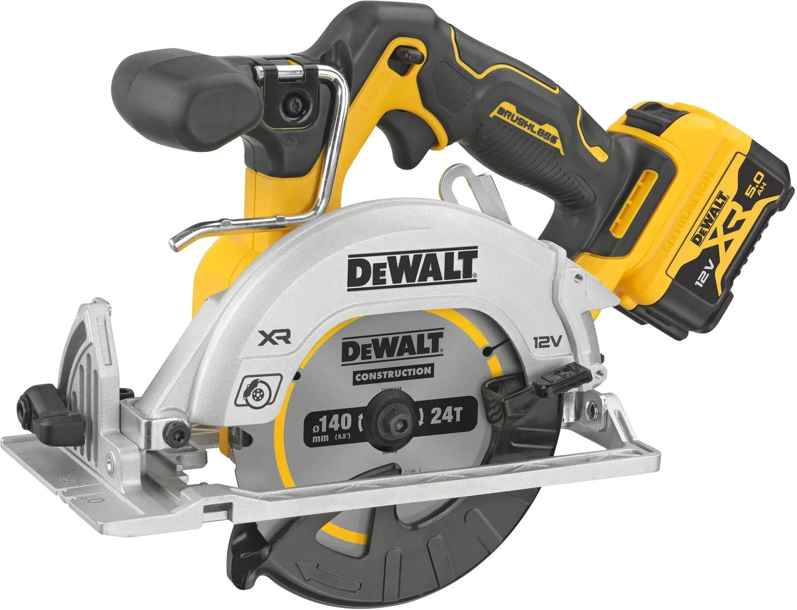 Аккумуляторная дисковая пила 12В DeWalt DCS512P2-QW, с 2 АКБ (5.0 Ач) и ЗУ