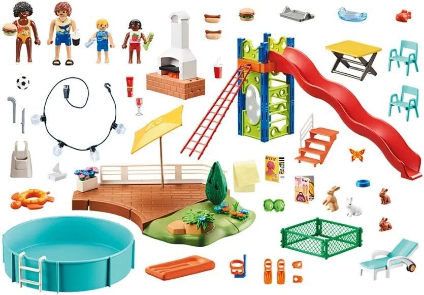 Конструктор Playmobil Семейный отдых 70987 Вечеринка у бассейна с горкой