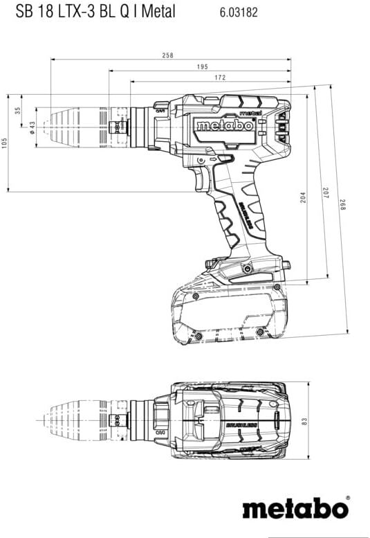Перфоратор аккумуляторный Metabo SB 18 LTX-3 BL Q I Metal 603182620 без акб и зу