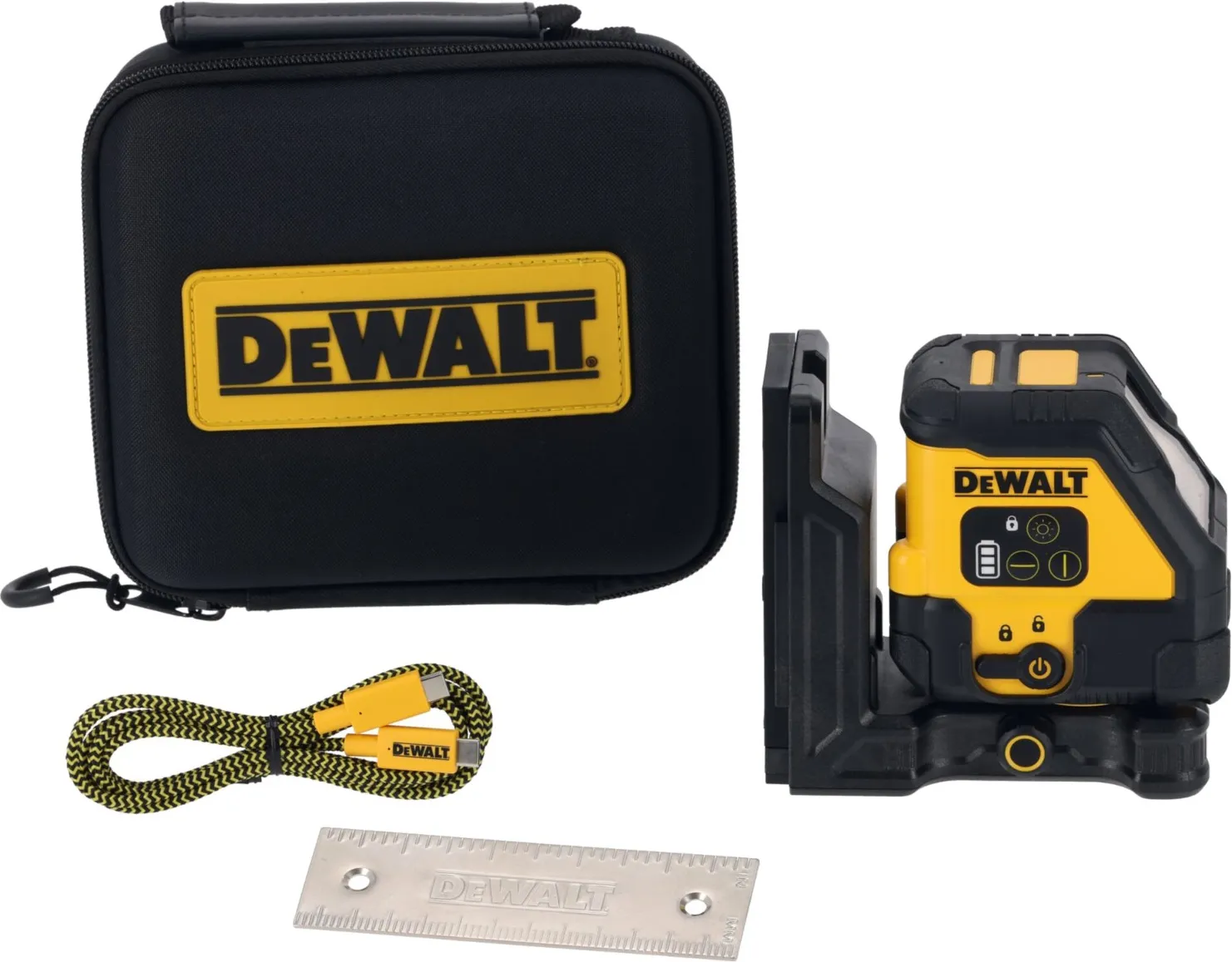Компактный лазерный нивелир DeWalt DCLE14201RB-XJ, с встроенным АКБ и кабелем USB-C