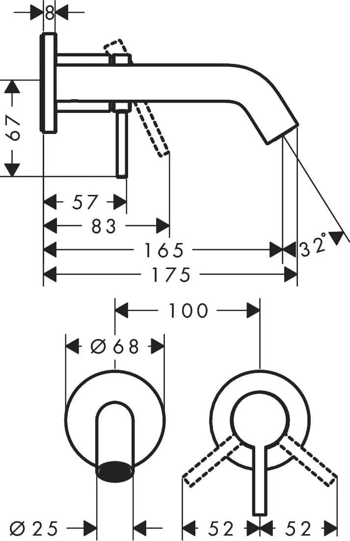 Смеситель Hansgrohe Tecturis S 16,5 см брашированная бронза 73350140
