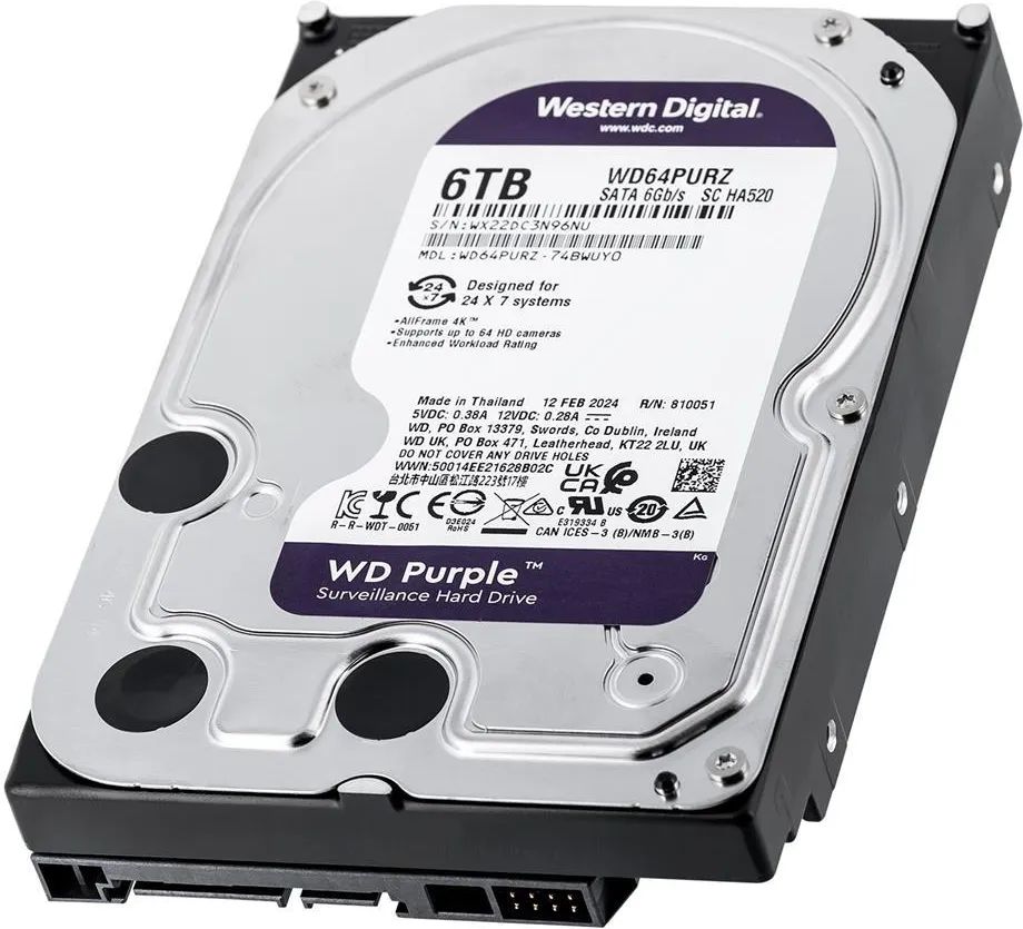 Жёсткий диск Western Digital Purple 6 ТБ 3.5" (WD60PURZ)