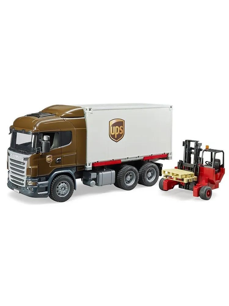 Грузовик Scania служба доставки с погрузчиком и паллетами 03-582