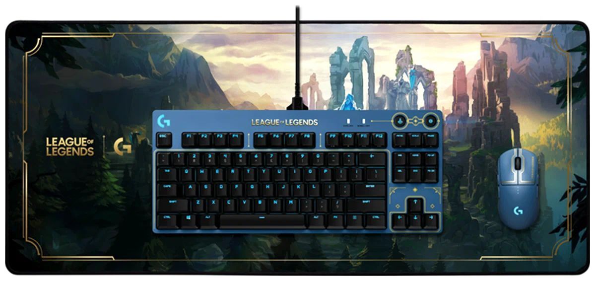 Коврик Logitech G League of Legends G840 XL Gaming Mouse Pad, синий/зеленый, XL, 890 гр
