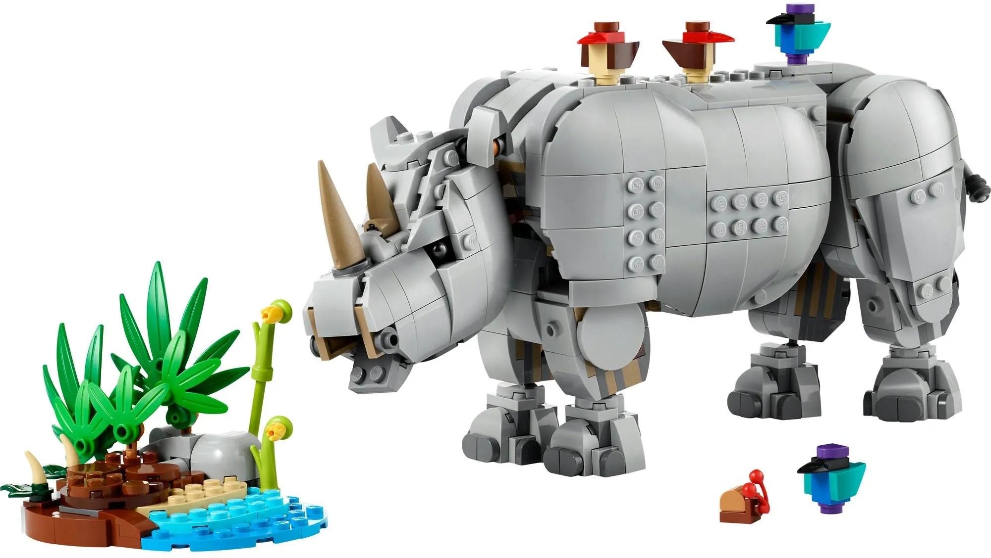 Конструктор LEGO Creator 3 в 1 31171 Дикие животные: гордый носорог с птицами