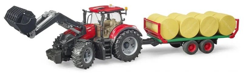 Модель трактора Bruder 03198 Case IH Optum 300 CVX с погрузчиком и прицепом