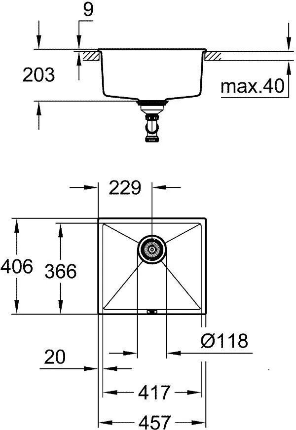 Мойка Grohe K700 50-C 45.7X40.6Cm 31653Ap0
