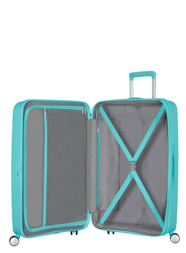 Чемодан American Tourister Soundbox 77см, 97 л, бирюзовый